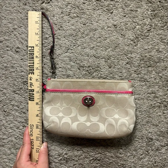 Coach Classic Monogram Wristlet with Pink Detailing Purse Wristlet - Picture 2 of 9